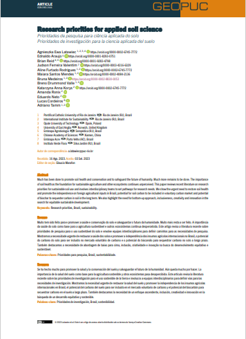 Prioridades de pesquisa para ciência aplicada do solo